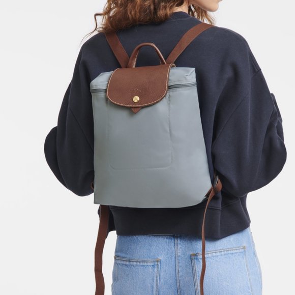 NWOT Longchamp Le Pliage Nylon Travel Backpack Grey - Picture 2 of 7